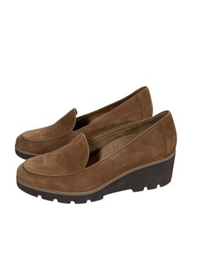 Vionic Ava Suede Wedge Loafer Brown Size 10 Wide